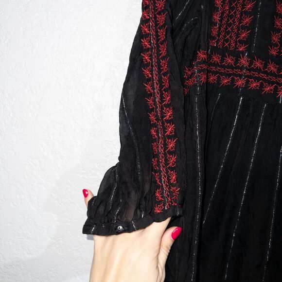 Zara Black Embroidered Metallic Thread Dress Size Small - Picture 3 of 8